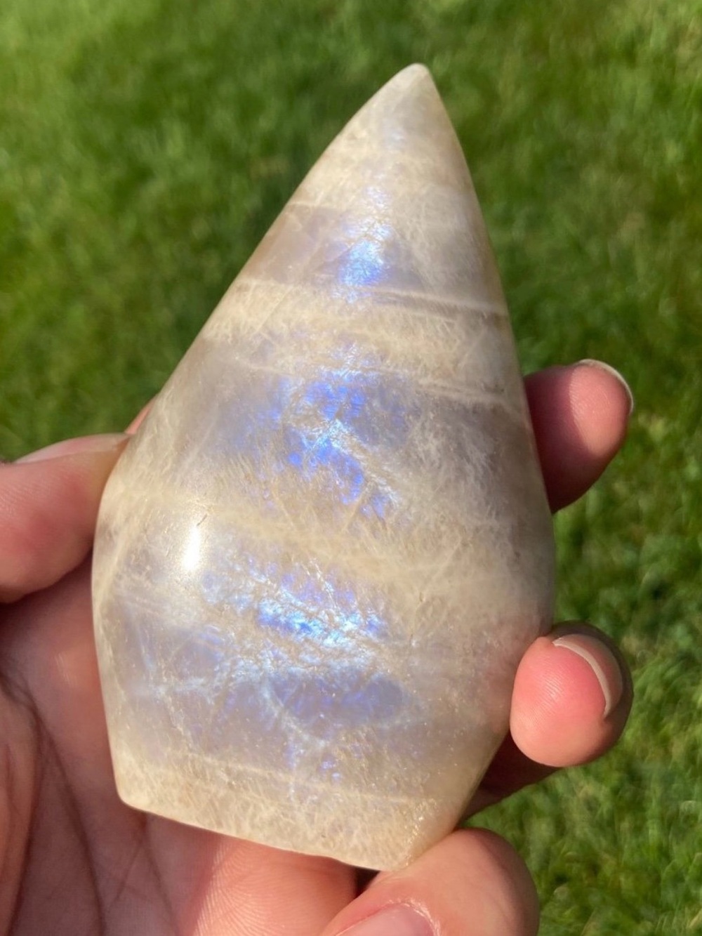 Sunstone Moonstone mixed teardrop shaped freeform with Labradoresence flash